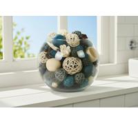 Glass Fishbowl Vase with Potpourri, Complete Gift or Home Decoration wrapped in Cellophane with a ribbon, 11 choices of colour/fragrance from Homestreet® (ASHORE)
