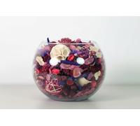Glass Fishbowl Vase with Potpourri, Complete Gift or Home Decoration wrapped in Cellophane with a ribbon, 11 choices of colour/fragrance from Homestreet® (AMETHYST)