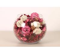 Glass Fishbowl Vase with Potpourri, Complete Gift or Home Decoration wrapped in Cellophane with a ribbon, 11 choices of colour/fragrance from Homestreet® (PETAL)