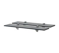 Glass Floating Shelf Clear 50x20cm Tempered 8mm Zinc Clip Brackets 2pc 10kg Wall