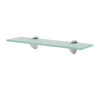 Glass Floating Wall Shelf Clear 40x20cm Tempered 8mm Zinc Clip Brackets Sturdy.