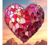Glass Flower Christmas Ornament Valentine's Day Colorful 2D Flat Acrylic Pendant Garden Party Decoration Atmosphere Supplies Valentine'S Day Hearts (Red, 20x20x0.3cm)