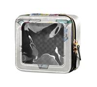 Glass Flower Letter V Clear Mini Makeup Bag Cosmetic Bag for Flying