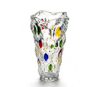 Glass Flower Vase - 23cm Crystal Coloured Flower Vases for Decorations Modern Minimalist Vase Large Tall Flowers Vases for Living Room Home Dining Table, Gift for Wedding, Housewarming Party