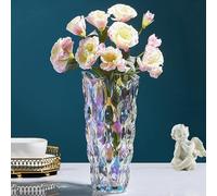 Glass Flower Vase, 24cm Hight Modern Minimalist FlowerVase, Nordic Crystal Decorative Handmade Vase Flower Arrangement Decoration for Home Office Decor, Gift for Wedding Housewarming Party Celebrate