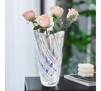 Glass Flower Vase, 24cm Hight Modern Minimalist FlowerVase, Nordic Crystal Decorative Handmade Vase Flower Arrangement Decoration for Home Office Decor, Gift for Wedding Housewarming Party Celebrate
