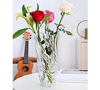 Glass Flower Vase, 24cm Hight Modern Minimalist FlowerVase, Nordic Crystal Decorative Handmade Vase Flower Arrangement Decoration for Home Office Decor, Gift for Wedding Housewarming Party Celebrate