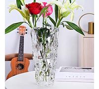 Glass Flower Vase, 24cm Hight Modern Minimalist FlowerVase, Nordic Crystal Decorative Handmade Vase Flower Arrangement Decoration for Home Office Decor, Gift for Wedding Housewarming Party Celebrate