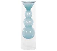 Beliani Flower Vase Kalochi Glass 27 Cm Turquoise