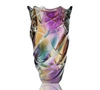 Glass Flower Vase, Large Tall Crystal Coloured Flower Vases, Colorful Flower Vase Plant Container, for Home Dining Table, Gift Wedding, Housewarming Party (Color Purple)