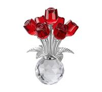 Glass Flowers Ornament - 3D Romantic Artificial Glass Rose Home Decor | Crystal Flower Figurines for Wife Mother Sister Daughter Family Holiday Ceremonies Special Occasions Blessings New Year Party
