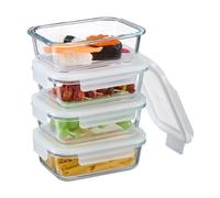 Glass Food Container with Lid Set Meal-Prep Boxes Lunch Fridge Organiser Storage