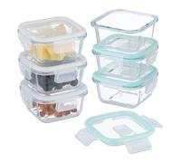 Relaxdays Glass Containers with Lid, Set of 6, 520 ml, Meal Prep, Food Storage Boxes, Plastic Lid, Airtight, Transparent