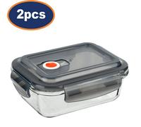 Glass Food Storage Container Vented Lid 620Ml Medium Clip Lock Oven Safe 2Pcs
