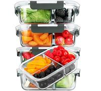 Glass Food Storage Containers Airtight Lid Clips, Baking, Storing and Freezing Food | Microwave, Freezer | BPA Free, 1050 ml, Pack of 5, Glass