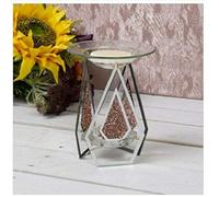 Glass Fragrance Oil Burner & Tealight Holder Candle Wax Melt Tart Warmer Aroma (Diamond Rose Gold)