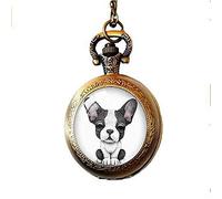 Glass French Bulldog Photo Pocket Watch for Necklace Art Jewelry Beautiful Gift