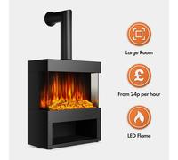 Glass Front Stove Heater & Log Store - 1800W
