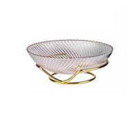 Glass Fruit Bowl with Stand, Light Luxury Style, Home Snack Candy Plate, Hard Coffee Table Fruit Basket, Transparent
