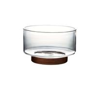 Glass Fruit Bowl with Wood Base, Creative Large Salad Bowl, Snacks Popcorn Nuts Storage Container, Home Christmas Snack Tray(Medium)