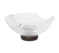 Glass Fruit Bowl with Wooden Base, Stylish Kitchen Dining Decoration, Versatile Serving Dish for Fruits, Snacks, Bread, Salads, Parties, Home Use(white)