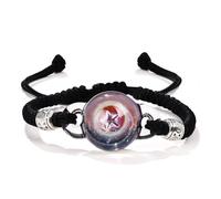 Glass Galaxy Bracelet Universe Planet Bracelet Outer Space Cosmic Elements Glass Braided Adjustable Bracelet Nebula Creative Lucite Jewelry for Unisex Women Men Gifts, M, Stone, Agate