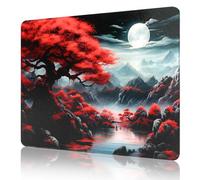 Glass Gaming Mouse Pad, Professional Esport Tempered Glass Mouse Pad Ultra-Smooth Micro-Etched Surface for Top Speed and Control,Hard Mousepad (11.8'' x 9.8'') (Cherry Blossoms and Full Moon 1)