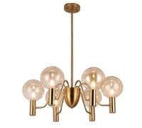 Glass Globe Sputnik Chandelier Mid Century Crystal Metal Pendant Light Adjustable Vintage Hanging Ceiling Lighting Fixture for Girls Dining Room B(Gold,D66*H53cm(6hea