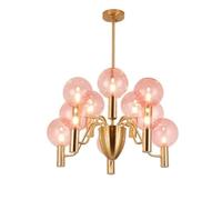 Glass Globe Sputnik Chandelier Mid Century Crystal Metal Pendant Light Adjustable Vintage Hanging Ceiling Lighting Fixture for Girls Dining Room B(Pink,D70*H55cm(10 h