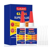 Glass Glue 100g, ELALRAU Strong Clear Super Glue for Fixing Glass, Fast Drying Waterproof, Heat Resistant Adhesive for Mirror, Acrylic, Crystal, Plastic, Craft and More, with Anti-Clog Cap