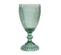 Glass Goblet Coloured Embossed Home Decor Wine Water Wedding Table Settings Drinking Glasses Tumbler (Green)