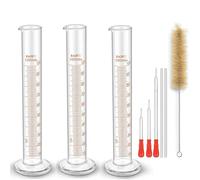 Glass Graduated Cylinder 100ml, ZEEROQOLAB 3-Pack 100ml Thick Borosilicate Glass Lab Measuring Cylinder with 3 Glass Pipettes, 2 Glass Stirring Rods and 1 Cleaning Brush for Laboratory, Chemistry
