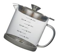 Glass Grease Container with Strainer, 1000ml Oil Pot for Kitchen | Borosilicate Glass, Stainless Steel Mesh Filter, Secure Lid and Anti-spill Spout, for Hot Oil