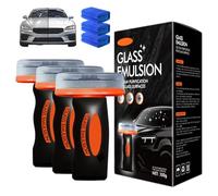 Glass Guard, Glass Cleaner, Hand-Held Glass Emulsion Cleaner, Handle Oil Film Remover Lotion, Effective on Side Windows, Mirrors & Windshield Wiper Blades (3, Black)