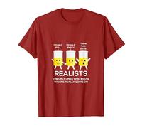 Glass Half Full Half Empty Funny Realists Philosophy T-Shirt, Men, Cranberry Red, Small
