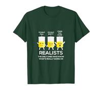 Glass Half Full Half Empty Funny Realists Philosophy T-Shirt, Men, Dark Green, Large