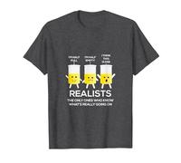 Glass Half Full Half Empty Funny Realists Philosophy T-Shirt, Men, Dark Heather Grey, X-Large