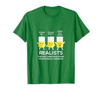Glass Half Full Half Empty Funny Realists Philosophy T-Shirt, Men, Kelly Green, Large
