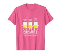 Glass Half Full Half Empty Funny Realists Philosophy T-Shirt, Men, Pink Heather, Large