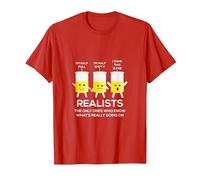 Glass Half Full Half Empty Funny Realists Philosophy T-Shirt, Men, Red, Large