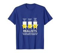 Glass Half Full Half Empty Funny Realists Philosophy T-Shirt, Men, Royal Blue, Medium