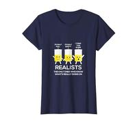 Glass Half Full Half Empty Funny Realists Philosophy T-Shirt, Women, Navy Blue, Small