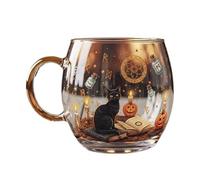Glass Halloween Cup | Halloween Coffee Cups | Painted Pattern Cute Coffee Mug for Hot Water Tea Cold Drinks Beverage Travel Home Kitchen Child Youth Adult Party Bar