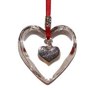 Glass Hanging Heart Christmas Tree Decoration With Grandson Charm