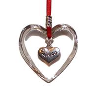 Glass Hanging Heart Christmas Tree Decoration With Niece Charm