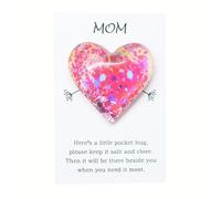 Glass Heart Little Pocket with Hug Greeting Card for Mum From Daughter Son,Mum Birthday Gifts Present for Mother's Day Christmas (Mom)