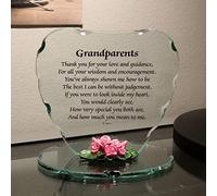 Glass Heart Plaque with Sayings Ornament for Unique Gift for Loved One | Present for Special Ones | Premium Gift for Special Occasion One Size (GrandParents)