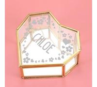 Glass Heart Shape Jewellery Box, Engraved Personalised Glass Keepsake Box, Custom Jewellery Keepsake Box for Birthday, Anniversary