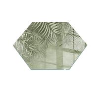 Glass Hearth Burning Stove Floor Place Tropical Leaves on a Background 40 cm