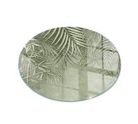 Glass Hearth Burning Stove Floor Place Tropical Leaves on a Background 90 cm